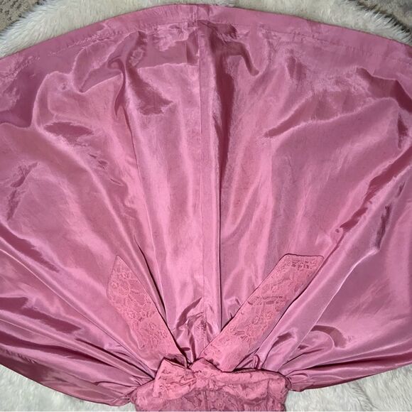 Sz XS or 00 Vintage Pink Mauve Puffy Sleeve Lace A line midi dress - Picture 7 of 13